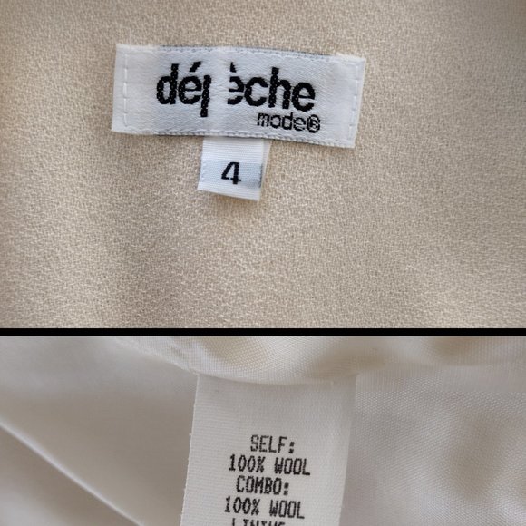 Vintage 1980s Cream and Black Striped Military Style Cropped Jacket - Picture 9 of 12